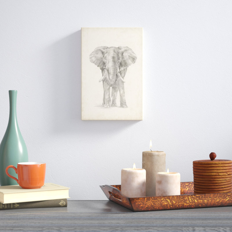 Elephant Sketch II by Ethan Harper - Painting, Wrapped Canvas, 30cm H x 20cm W