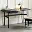 Bureau en bois massif noir avec 1 tiroir-1038794369