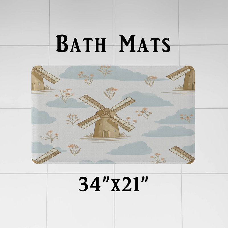Rideau de douche avec tapis de bain, L 70 po x H 72 po