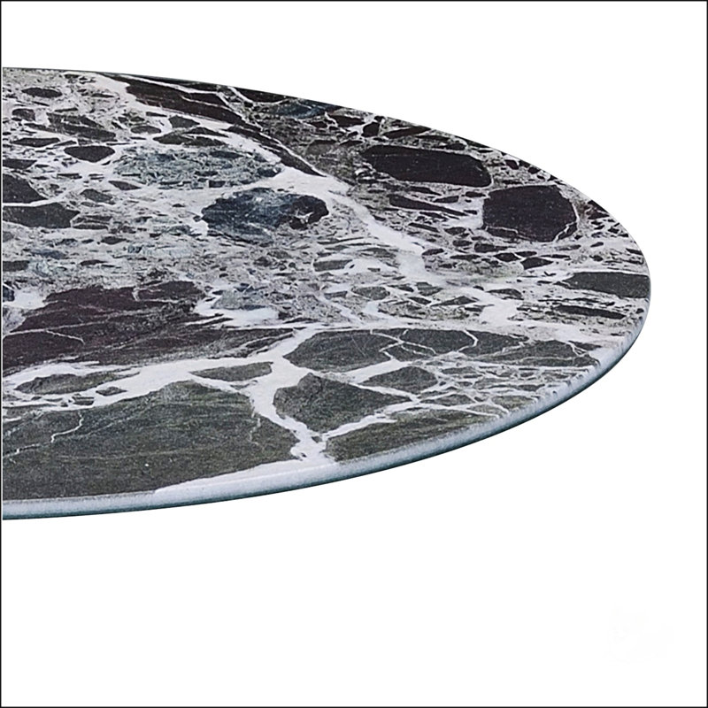 Orfeo 15.5 Inch Wide End Table With Adjustable Height And  Marble Textured Top,  For Modern And Versatile Spaces, Black
