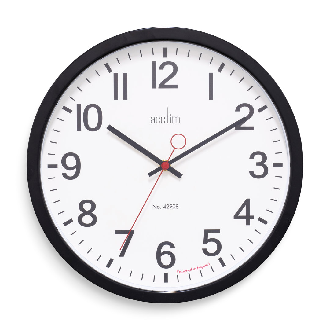 Acctim Unisex Black Kempston Wall Clock Metal Energy Efficient Movement Glass Lens 35Cm In - Image 4