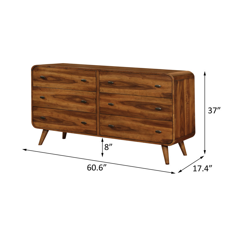 Ensemble de chambre à coucher Aleksiejus en noyer foncé, Ensemble de 4 pièces : lit, table de chevet, comm, Très grand