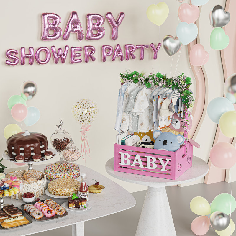 Anie Baby Shower Crate Closet With Storage Crate & Adjustable Hanging Rod, Pink