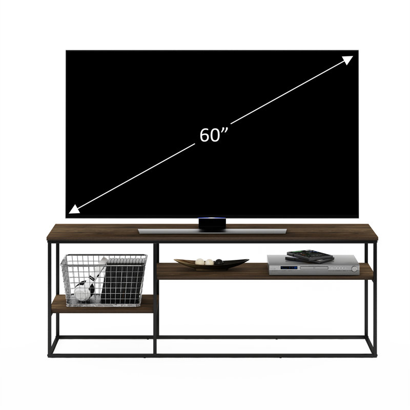 Emilda TV Stand for TVs, Columbia Walnut/Black, 21.9" H x 60" W x 16" D