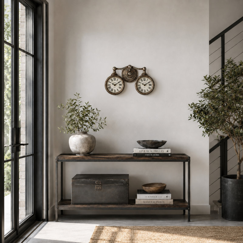 Double Dial Metal Wall Clock
