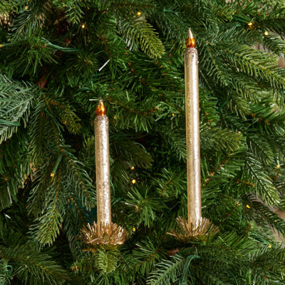 Frosted Ivory Glass Taper Candle Clip-On Ornament Christmas Decor Set of 2
