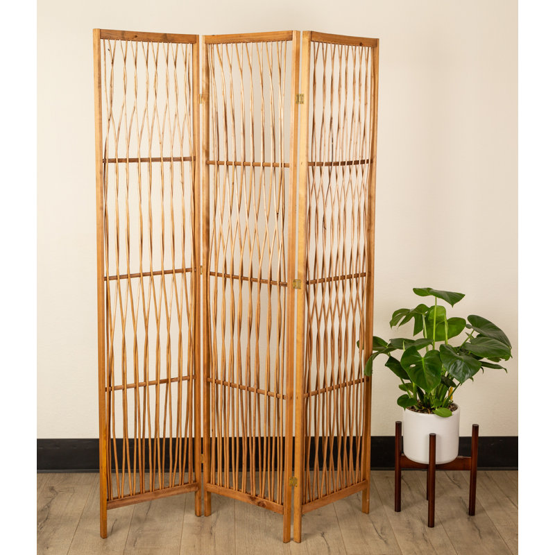 Three Panel Reversible Bamboo Art Room Divider Screen Three Panel Reversible Bamboo Art Room Divider Screen