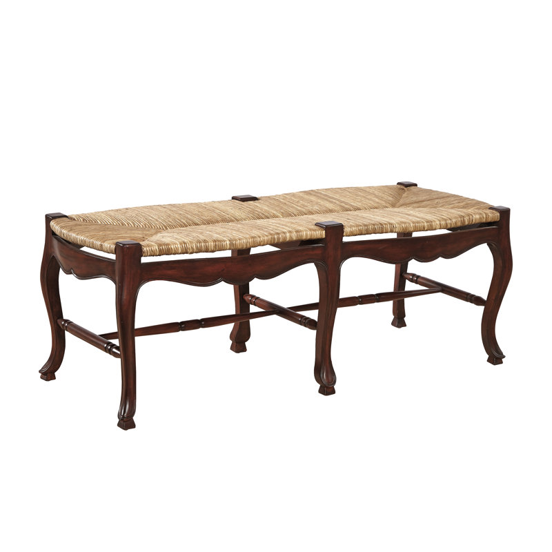 French Country Solid Wood Bench, Walnut Brown on Mahogany