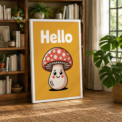 Hello Mushroom Modern - Wrapped Canvas