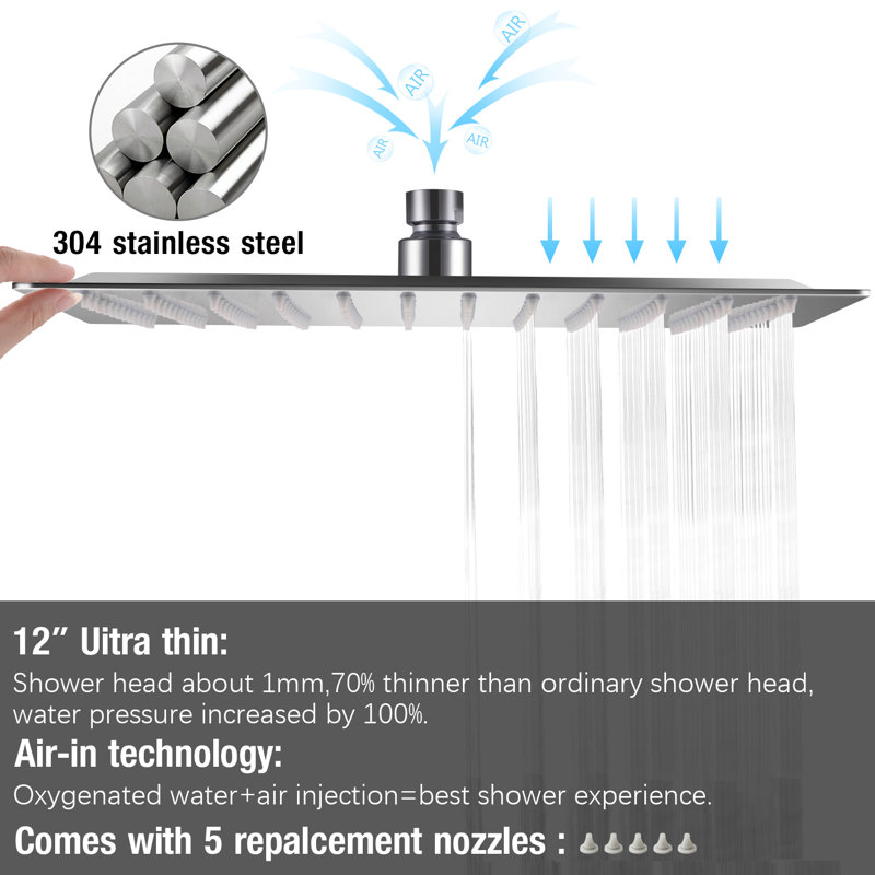 Système de pomme de douche mural 12 po, Chrome