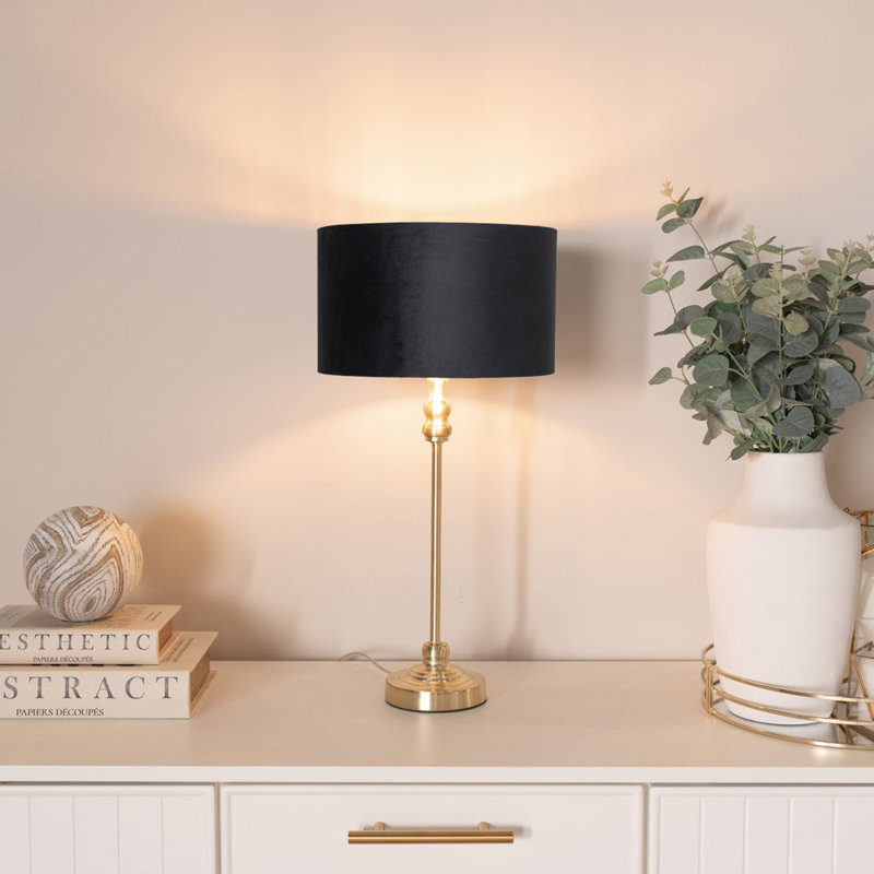 Agetina Metal Table Lamp, Yes, Gold Base/Black/Gold Shade