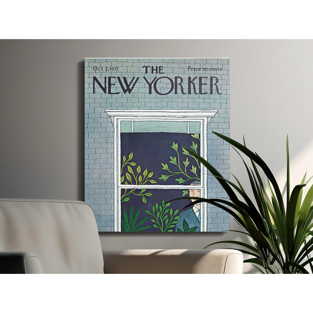 Vintage New Yorker 1971 Cover Canvas Wall Art, Houseplant Window Decor, Gallery Wrapped, Ready to Hang, Archival
