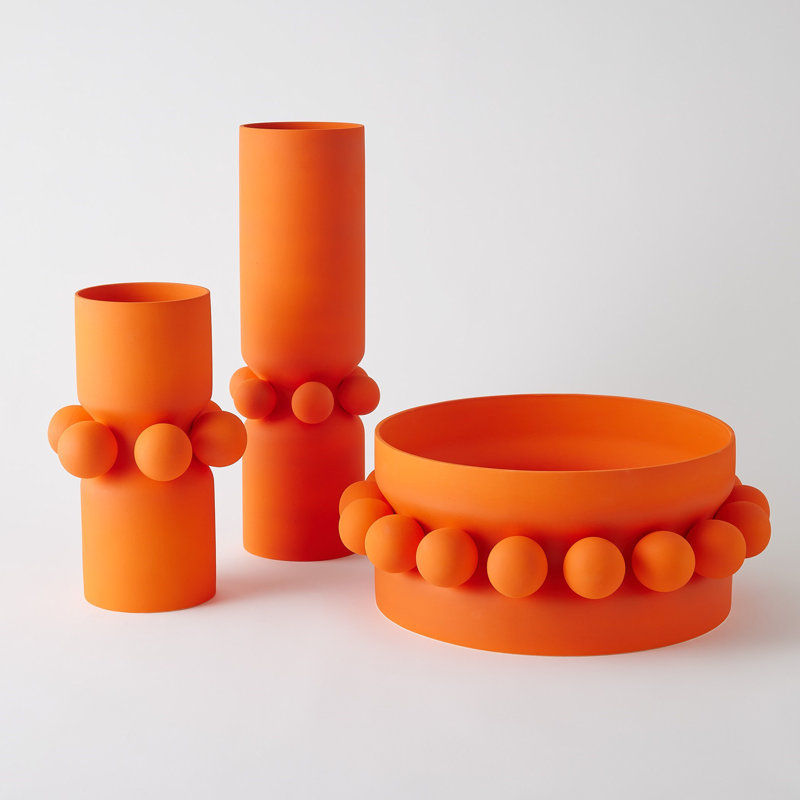 Vase de table en céramique fabriqué à la main Hera, Orange, H 20,75 po x l 8 po x P 8 po