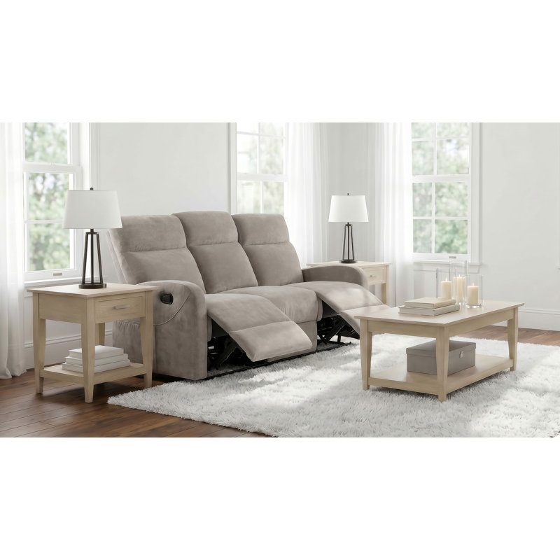 Camecia Chenille Upholstered Manual Reclining Sofa Sand, Sable