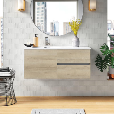 Meuble-lavabo simple de 42 po pour la salle de bain avec comptoir en marbre de culture Beachwood