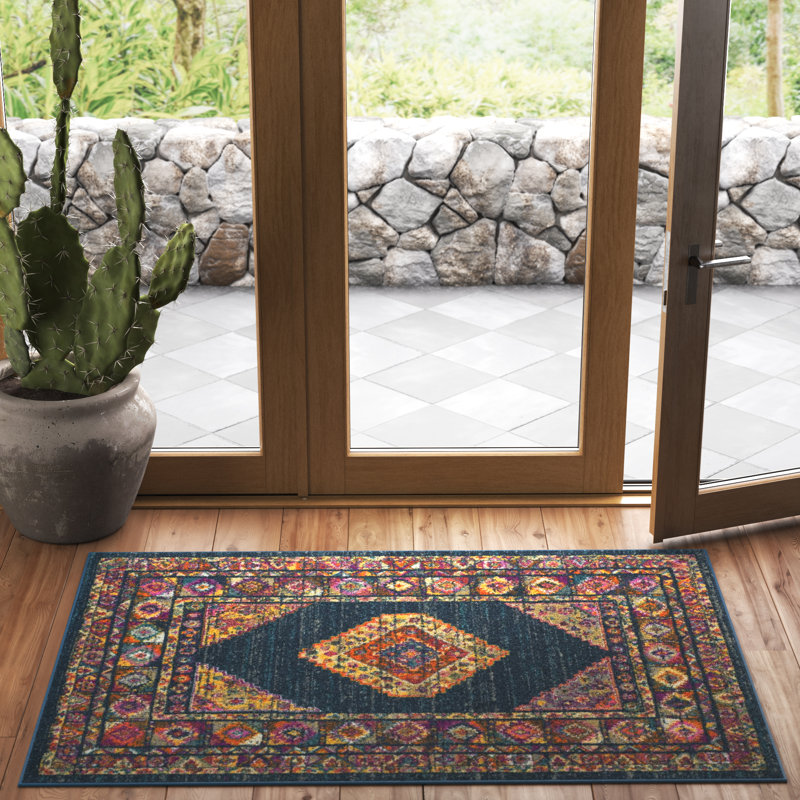 Tapis oriental Felty, Bleu, Rectangle 2 pi 3 po x 3 pi 11 po