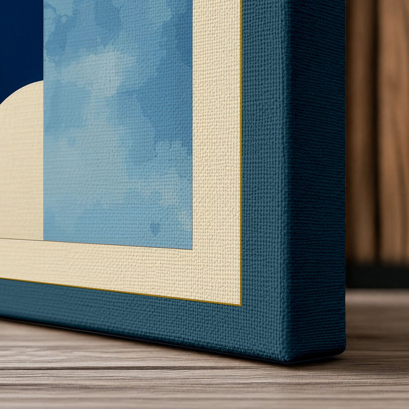 Geometric Equilibrium Minimalist - Wrapped Canvas, 36x24 - 91.4 x 61.0 cm, Teal Border