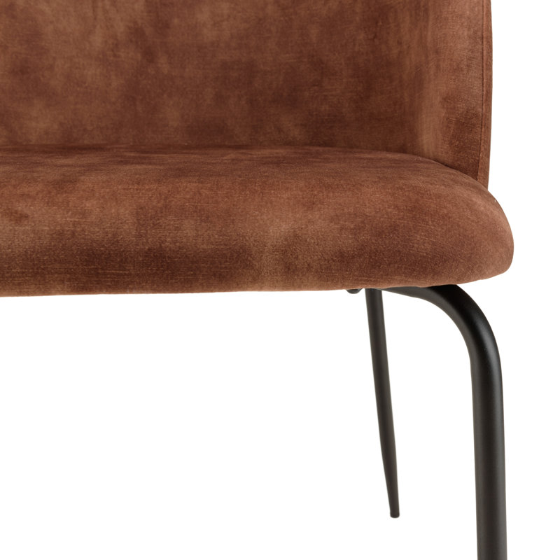 Luanna 47cm H Velvet Upholstered Side Chair, Brown