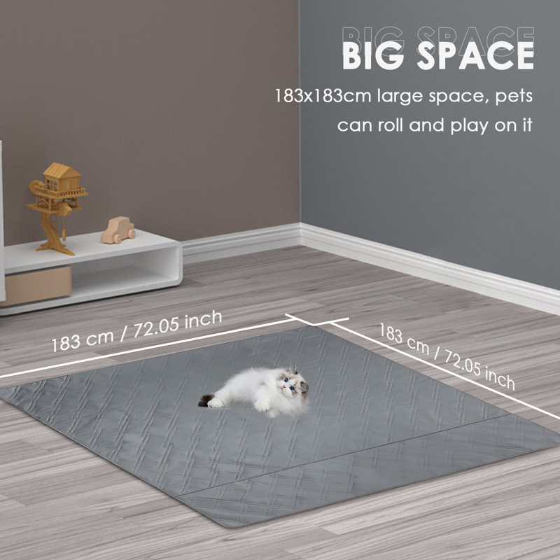 Washable Pet Dog Pee Mat For Playpen, Floor, Bed, Sofa And Trunk, Gray, 0.2" H x 72" W x 72" D