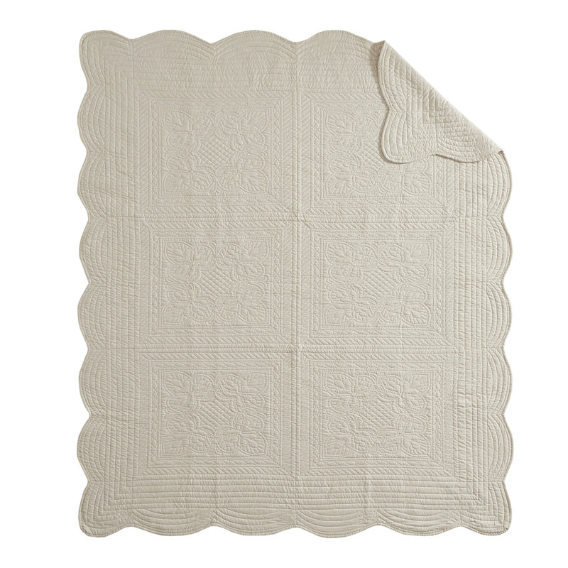 Jeté luxueux en coton matelassé avec bords festonnés | Élégance douillette | Parfait pour un canapé ou un lit