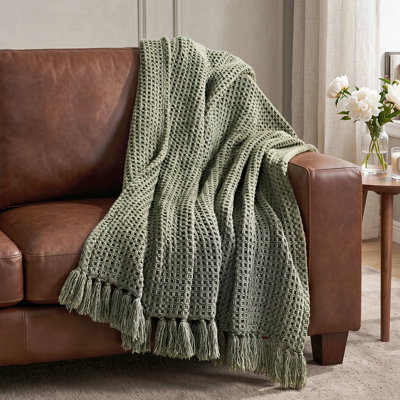 EverGrace Cozy Soft Halo Waffle Throw Blanket