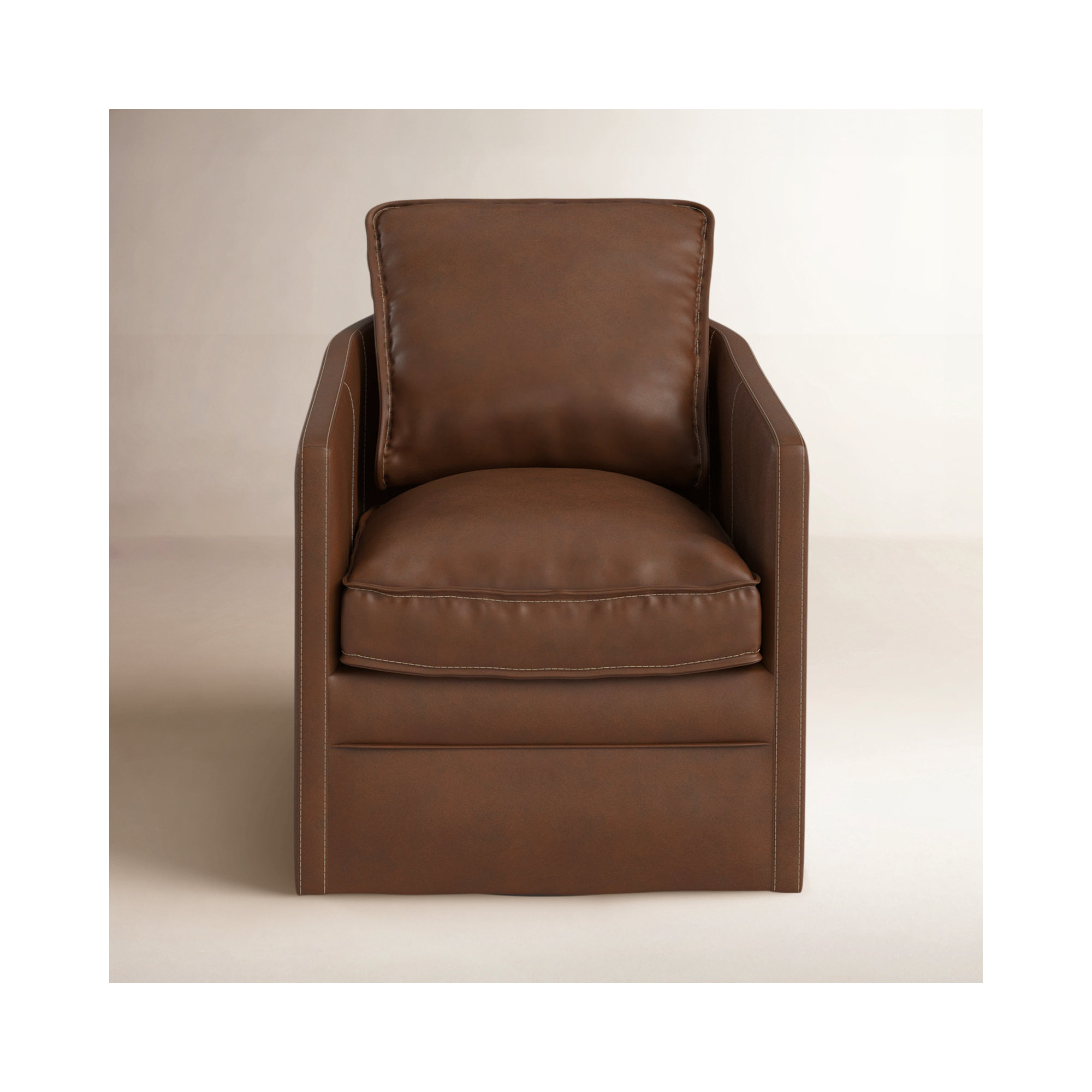 Knepp Vintage Brown Top Grain Leather Square Arm Swivel Chair