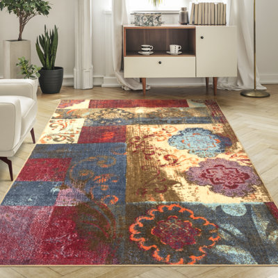 Bromborough 100% Nylon Damask Scroll Medallion Indoor Area Rug