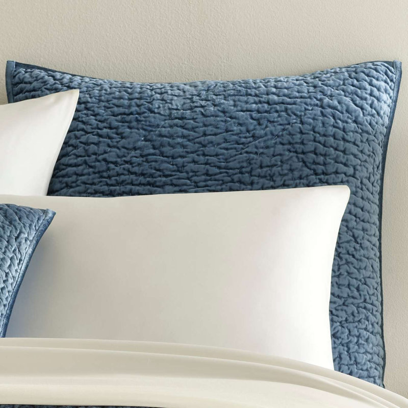 Parisienne Velvet Slate Quilted Sham, Euro, Slate