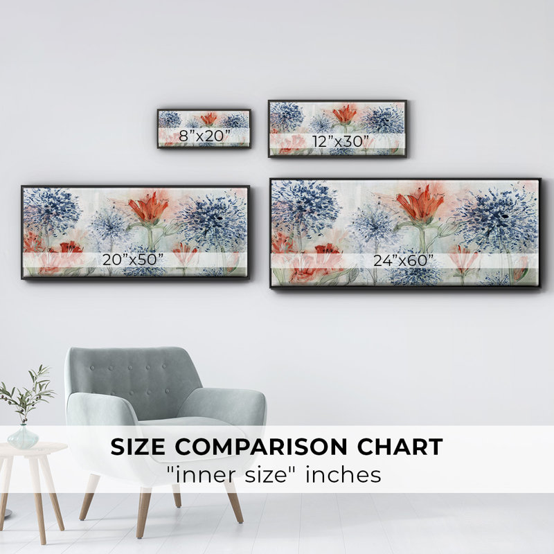 Tiger Lily Field- Framed Canvas, 24" H x 60" W