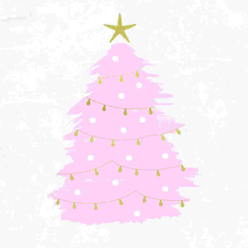 Arbre de Noël rose et doré, H 36 po x l 36 po x P 1,25 po