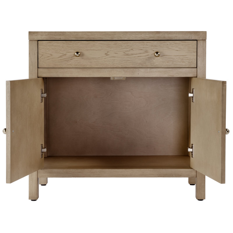 Celine 2-Door Solid Wood Accent Cabinet, Light Oak