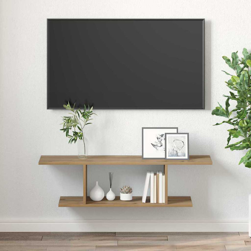 TV Cabinet Engineered Wood, 26.5cm H x 103cm L x 30cm W, Natural