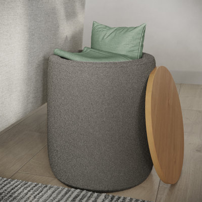 Vidur - Teddy Fabric Upholstered Ottoman with Wood Top for Living Room, Dorm, or Apartment - Ottomans with Storage by Ebern Designs