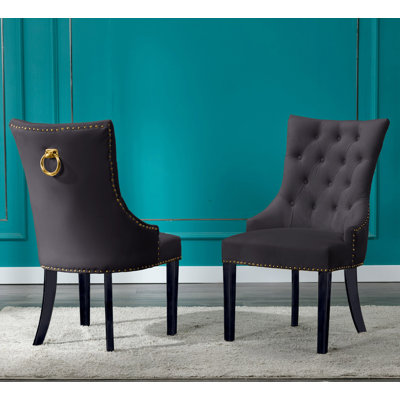 Dejavu Tufted Velvet Dining Chair with Rubberwood Legs by House of Hampton