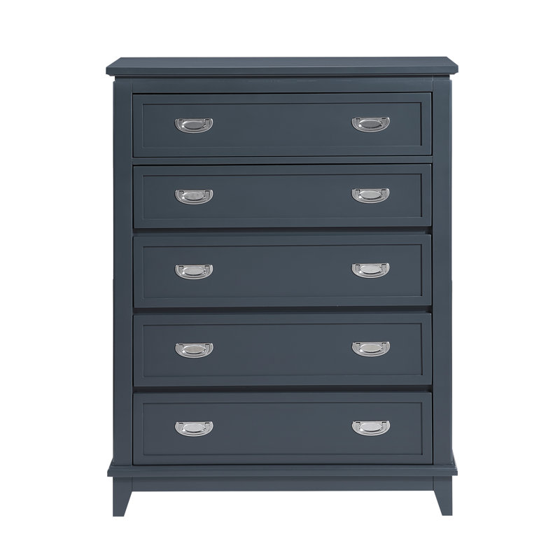Beckett 36.5" Modern 5-Drawer Chest, Blue