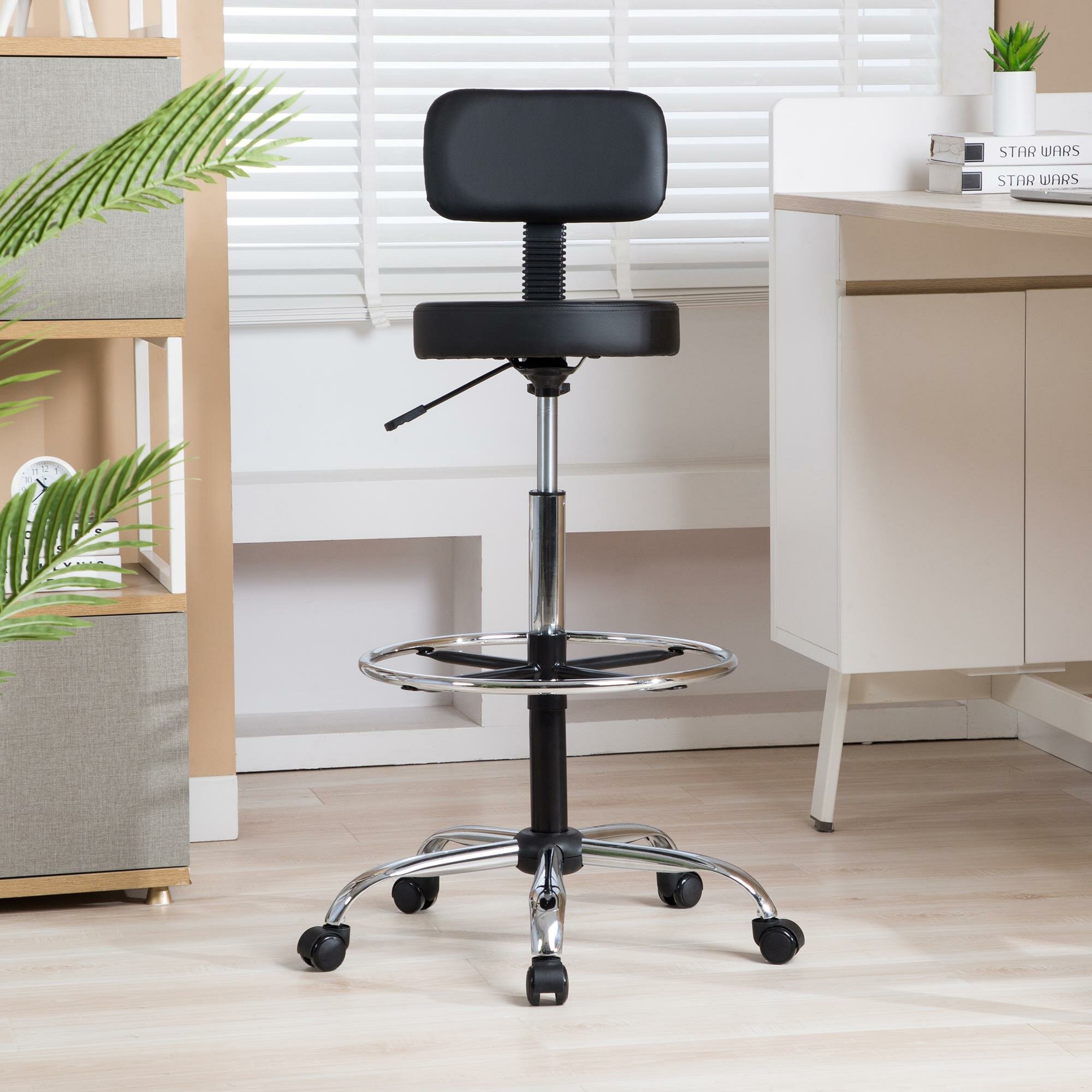 Corrigan Studio® Height Adjustable Lab Stool with Foot Rest