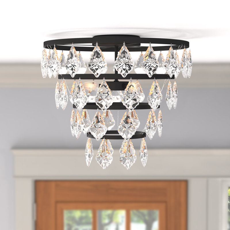 Bryd Flush Mount, Black, 11" H x 14" W x 14" D