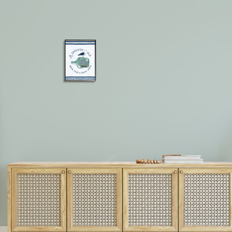 Mouette de plage nautique, Giclée encadrée noir minuit, H 14 po x l 11 po x P 1,5 po