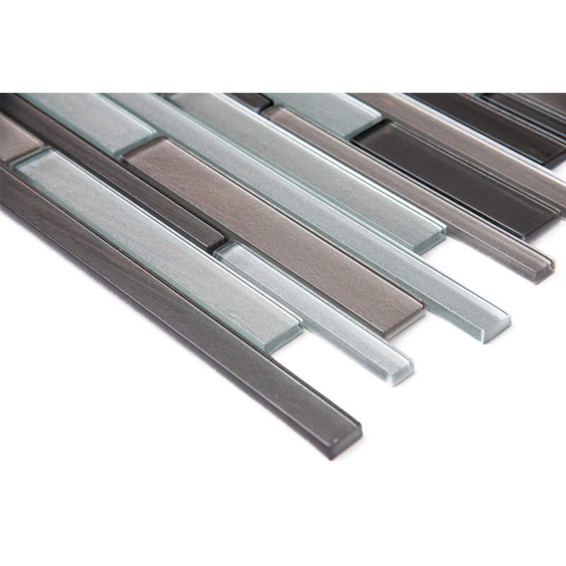 Rebel 14.63''  x 12.13'' Glass Brick Joint Mosaic Wall Tile, Gray