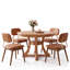 Ensemble de table de salle à manger extensible 5 pièces pour 4, table de cuisine ovale de 47 à 59 pouces avec 4 chaises de salle à manger rembourrées beiges, dossiers courbés, ensemble de mobilier de salle à manger moderne-540625402