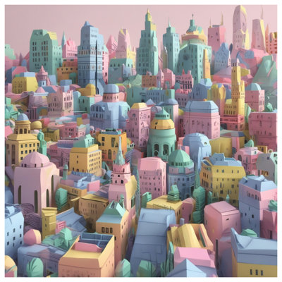 Housses de couette Pastel Cityscape Buildings