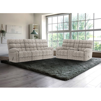 Ensemble 2 pièces: canapé inclinable et causeuse console, beige