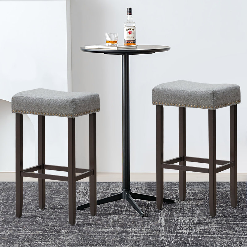 Blairwood Counter Stool with Solid Wood Frame, Light Grey, Dark Grey