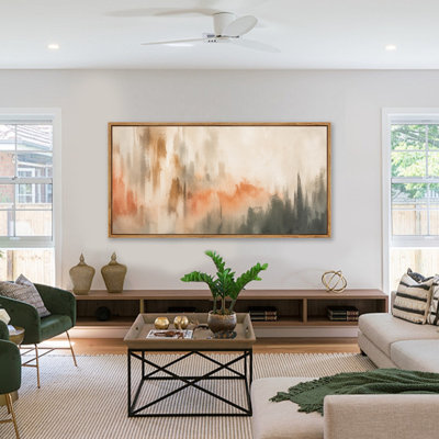 Textured abstract painting in stripes Framed Wall Art, Ready to Hang, 60 x 30 Inches