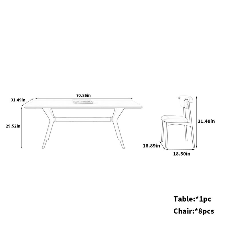 Contemporary Ash Wood Dining Set with Chairs