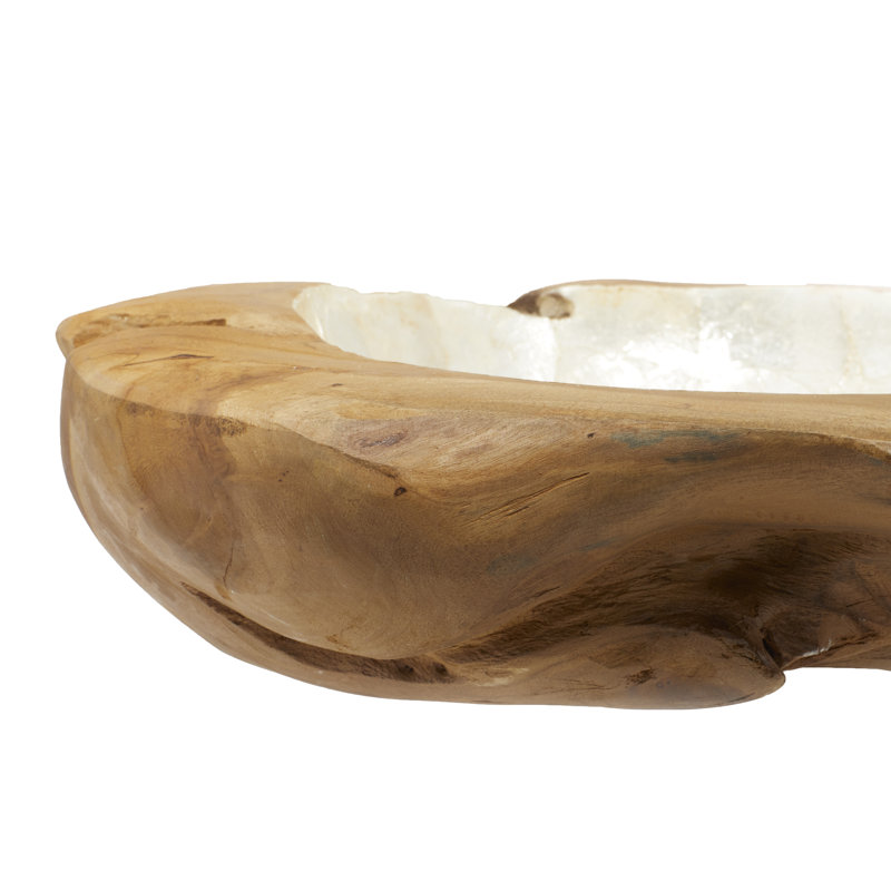 Bol décoratif en bois de teck Karstein, H 16 po x l 5 po x P 16 po