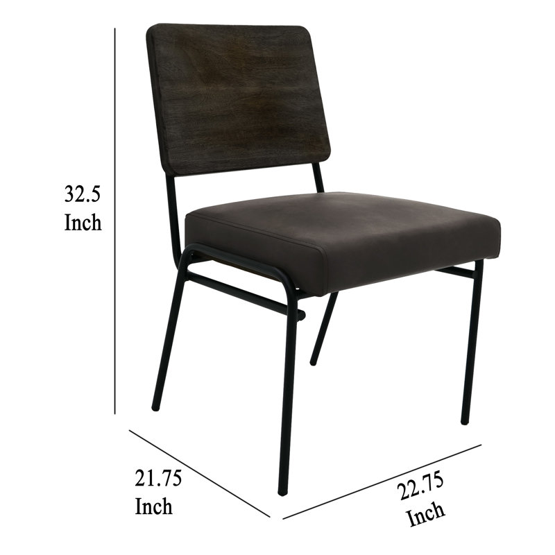 Ensemble de 2 chaises d'appoint Eray, siège rembourré brun, pieds en métal, Noir