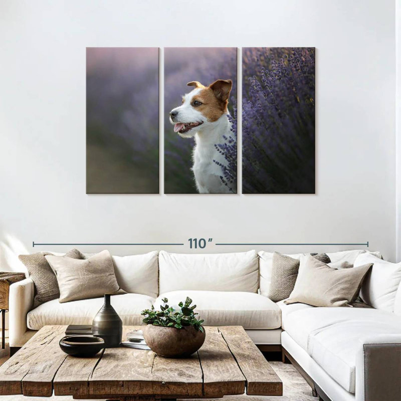 Brampt Lavender Field Dog, 48" H x 74" W
