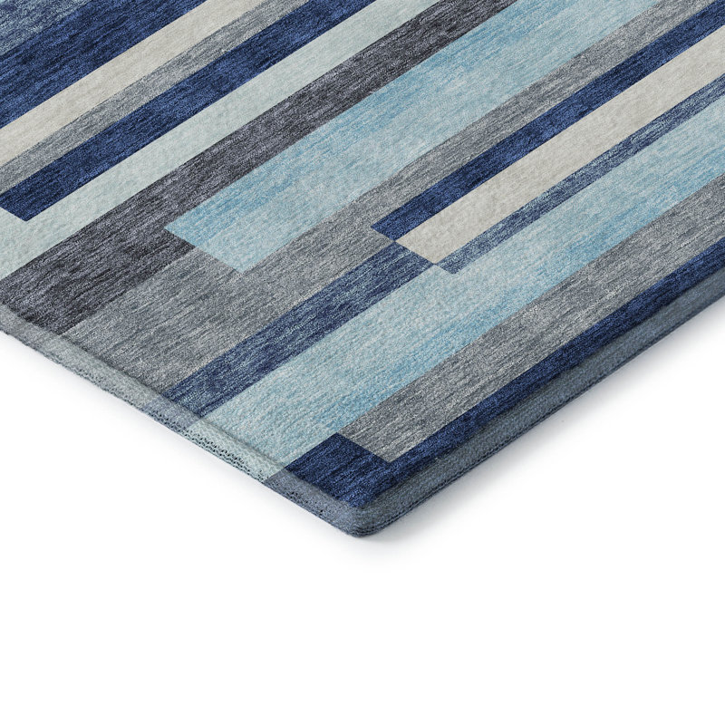 Premium Machine Washable Prisco Blue Rug, Rectangle 10' x 14'