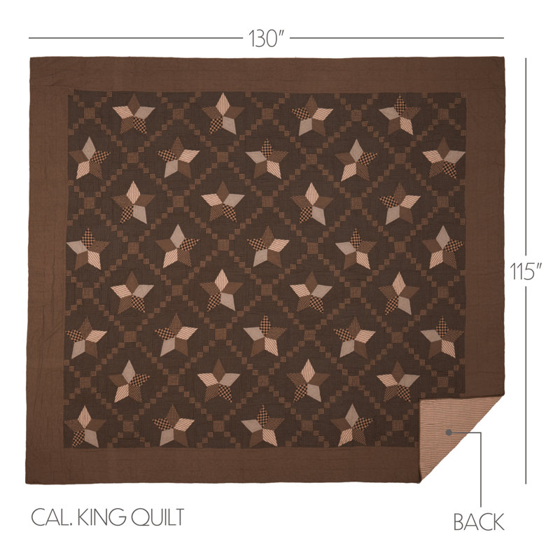 Farmhouse Star American Traditional Cotton Striped Quilt